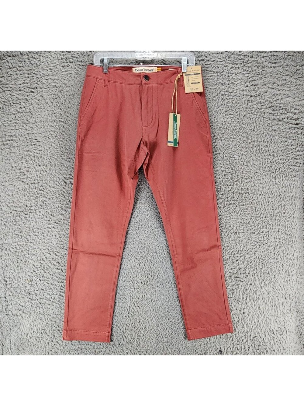 Tailor Vintage Pants Mens 30x30 Red Stretch High Rise Slim Fit *NWT*